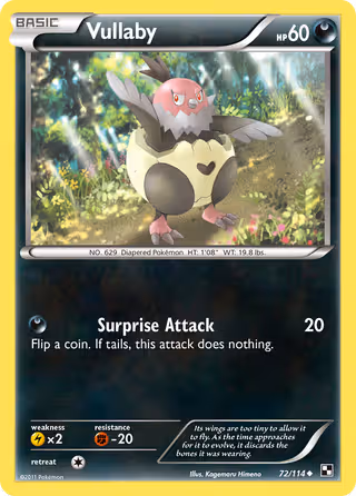 Vullaby 72/114 Pokemon card