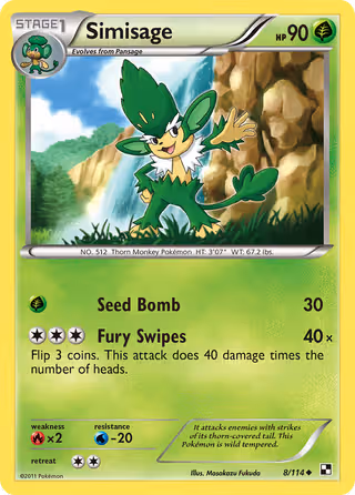 Simisage 8/114 Pokemon card
