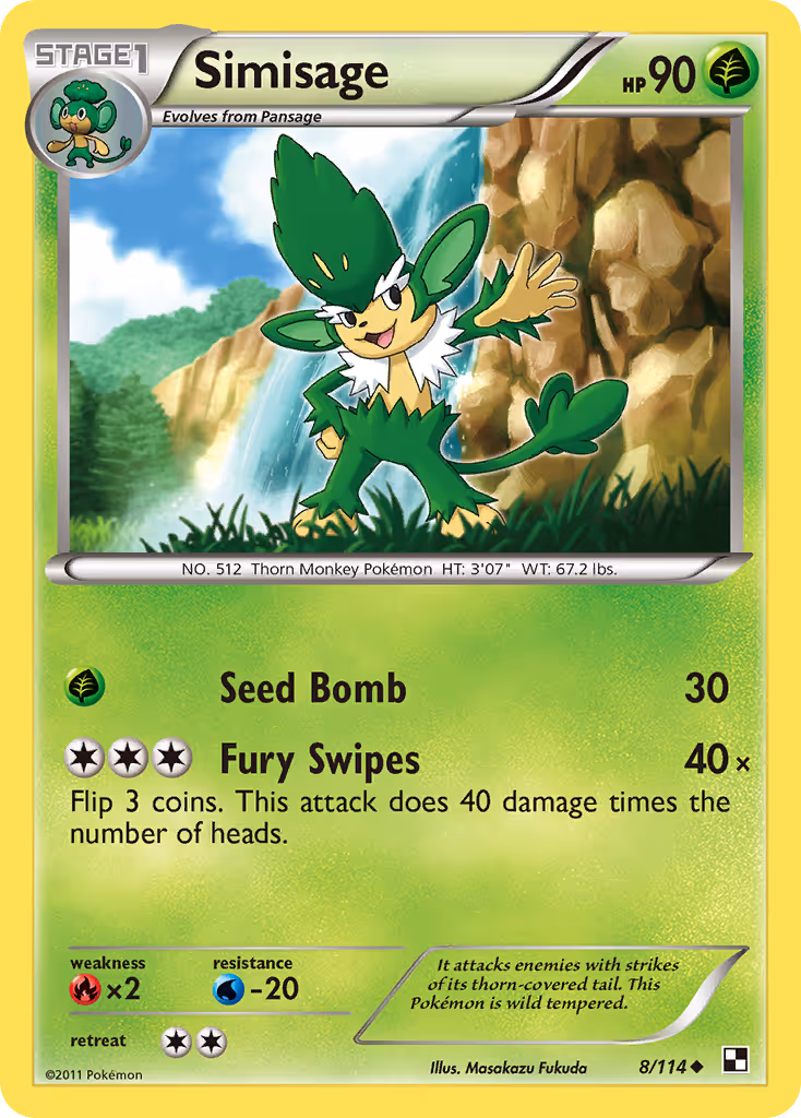 Simisage 8/114 Pokemon card