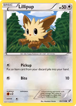 Lillipup 80/114 Pokemon card