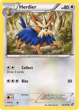 Herdier 82/114 Pokemon card