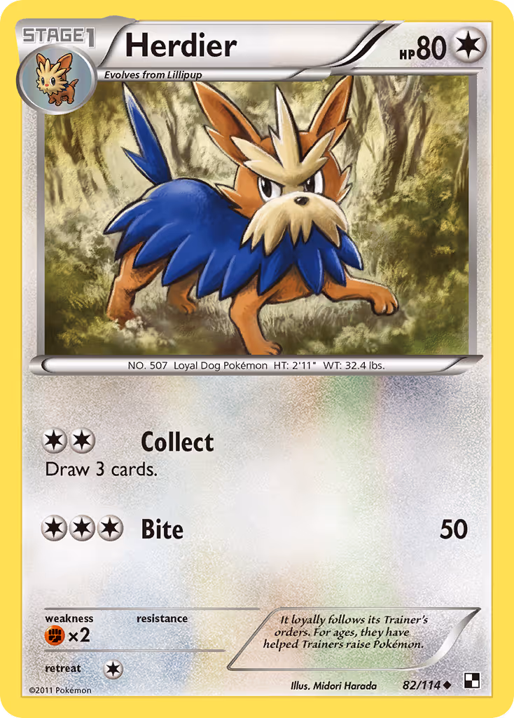 Herdier 82/114 Pokemon card