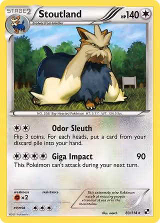 Stoutland 83/114 Pokemon card