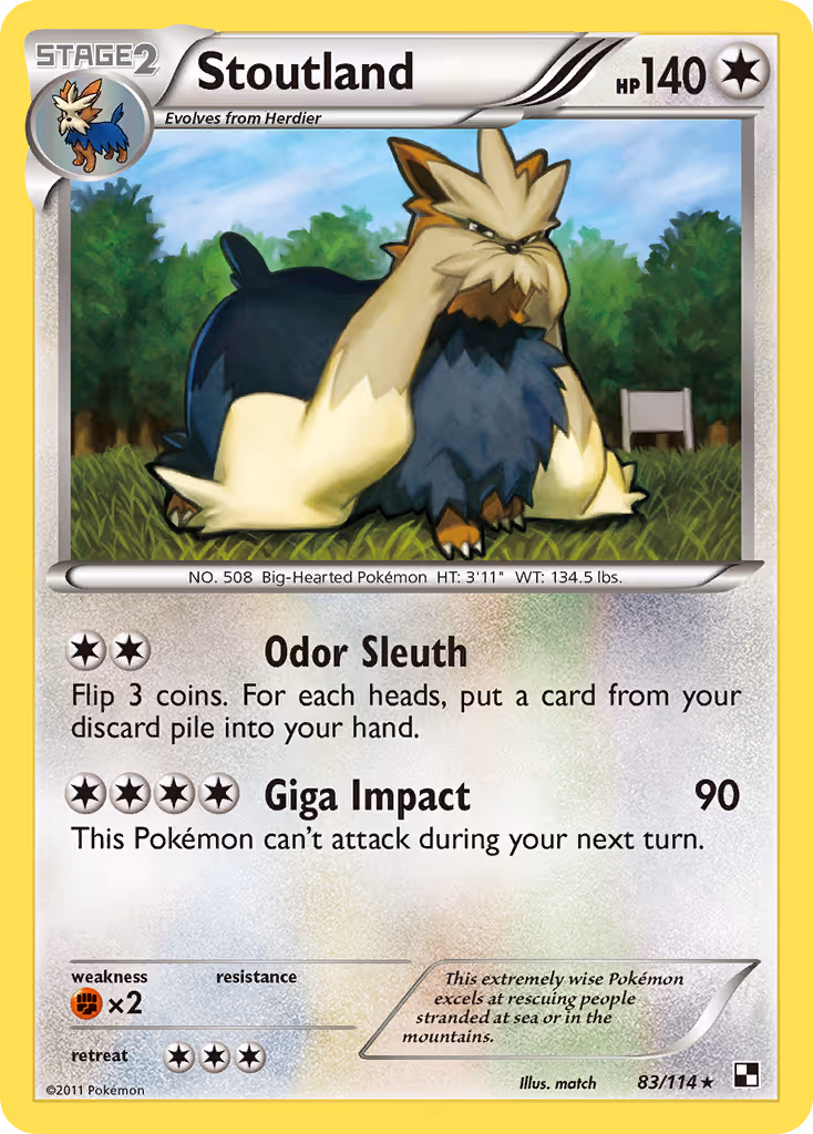 Stoutland 83/114 Pokemon card