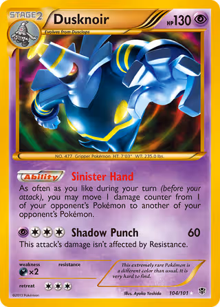 Dusknoir 104/101 Pokemon card