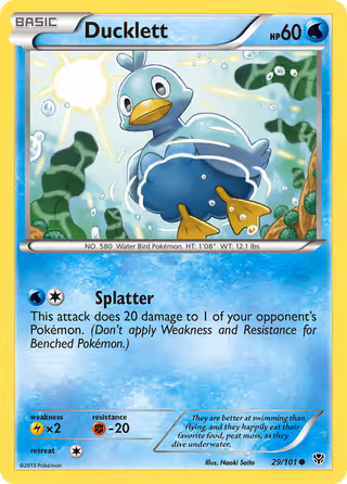 Ducklett 29/101 Pokemon card