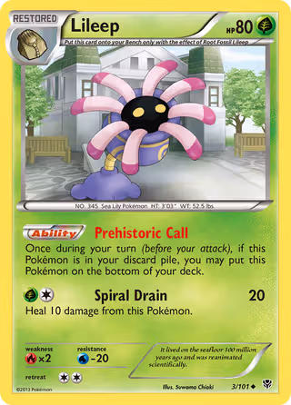 Lileep 3/101 Pokemon card