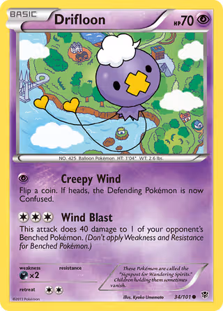 Drifloon 34/101 Pokemon card