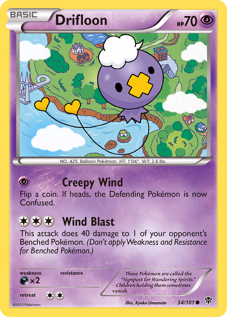 Drifloon 34/101 Pokemon card