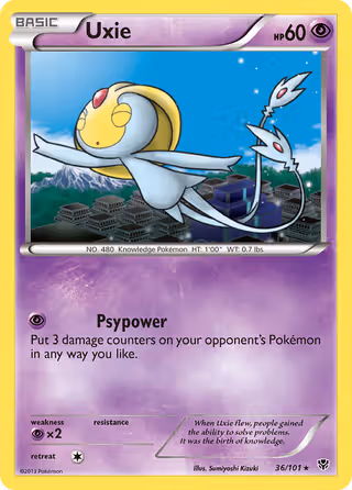 Uxie 36/101 Pokemon card