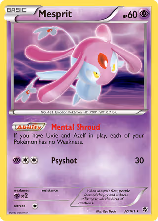 Mesprit 37/101 Pokemon card
