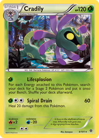 Cradily 4/101 Pokemon card