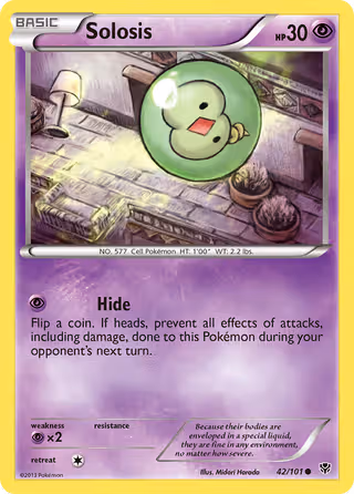 Solosis 42/101 Pokemon card