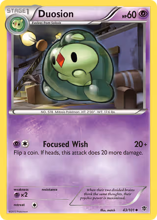 Duosion 43/101 Pokemon card