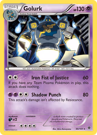 Golurk 46/101 Pokemon card