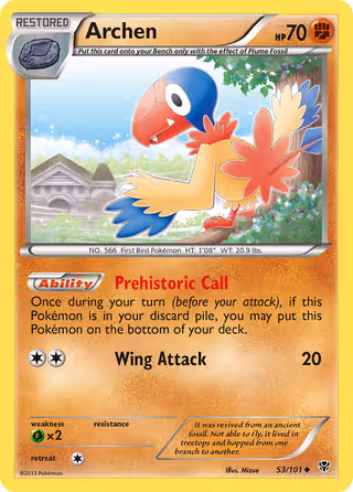 Archen 53/101 Pokemon card