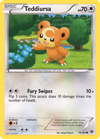 Teddiursa 75/101 Pokemon card