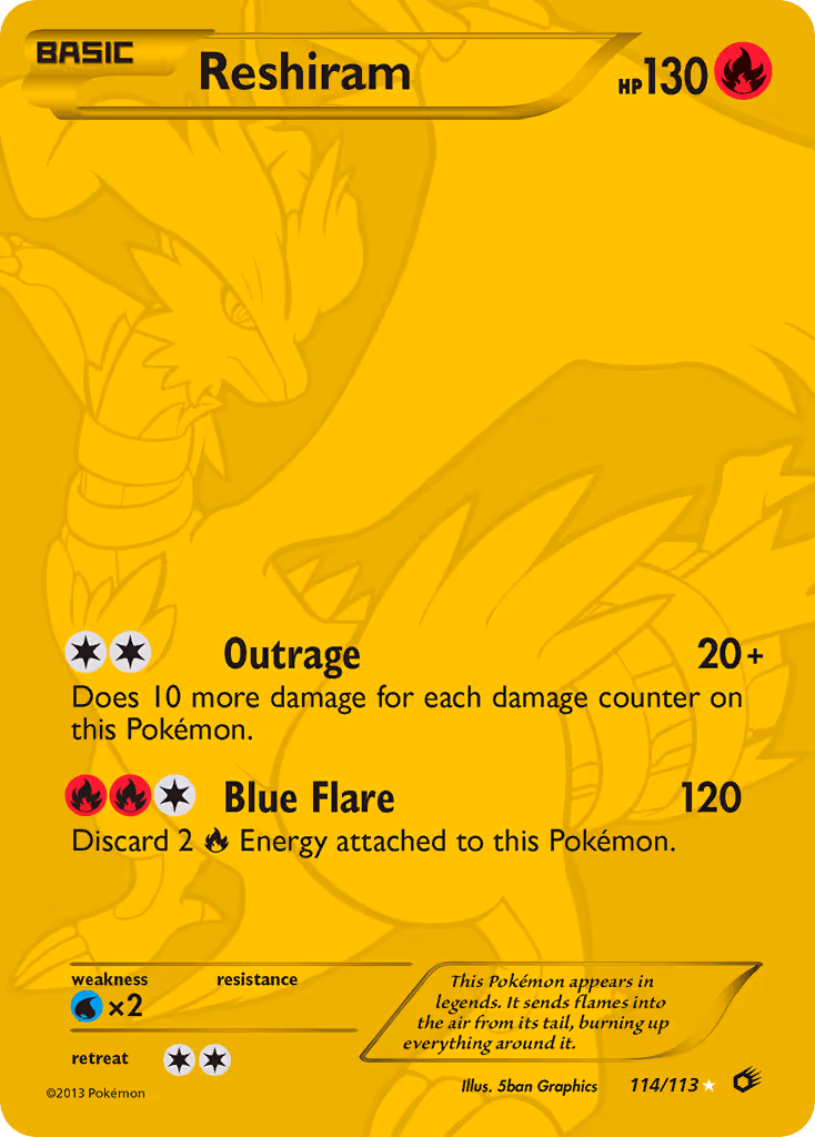 Reshiram 114/113 Pokemon card