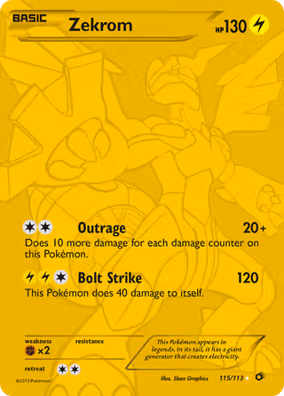 Zekrom 115/113 Pokemon card