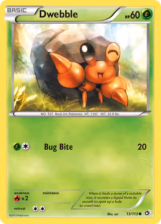 Dwebble 13/113 Pokemon card