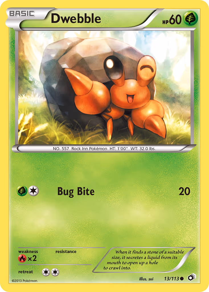 Dwebble 13/113 Pokemon card