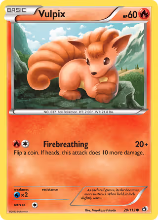 Vulpix 20/113 Pokemon card