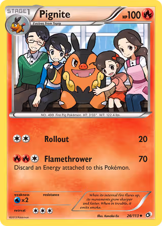 Pignite 26/113 Pokemon card