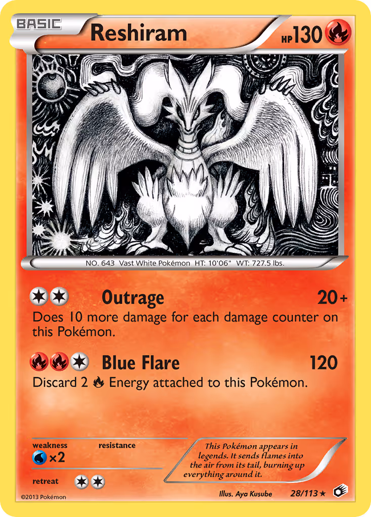 Reshiram 28/113 Pokemon card