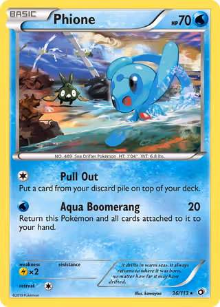 Phione 36/113 Pokemon card