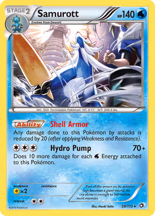 Samurott 39/113 Pokemon card