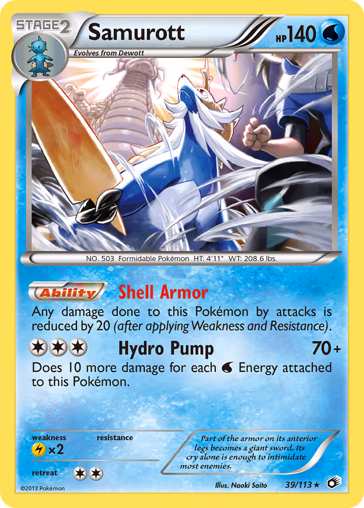 Samurott 39/113 Pokemon card