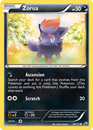 Zorua 89/113 Pokemon card