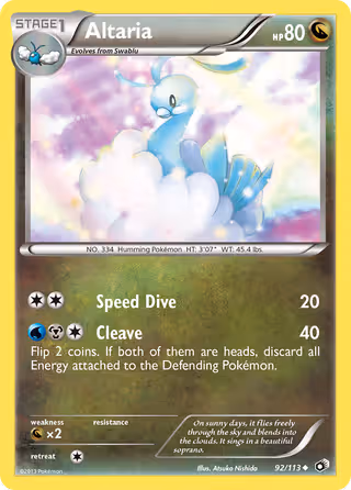 Altaria 92/113 Pokemon card