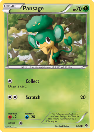 Pansage 1/98 Pokemon card