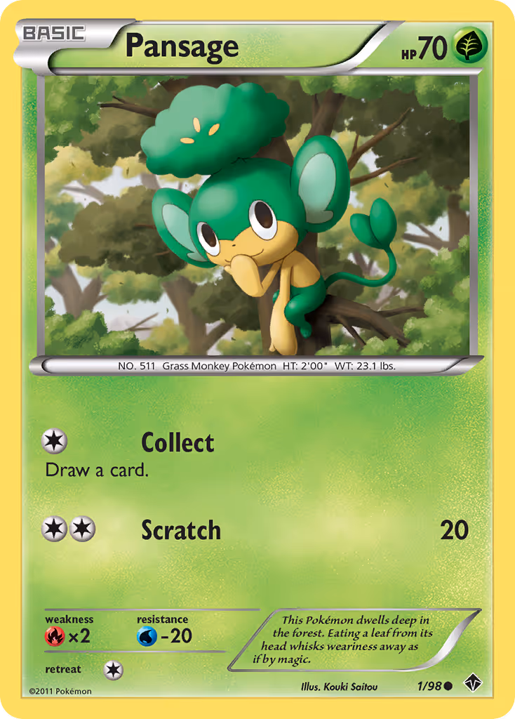 Pansage 1/98 Pokemon card