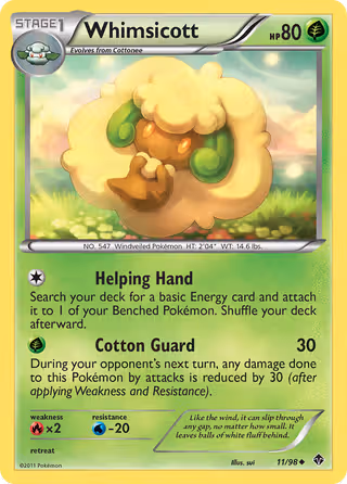 Whimsicott 11/98 Pokemon card