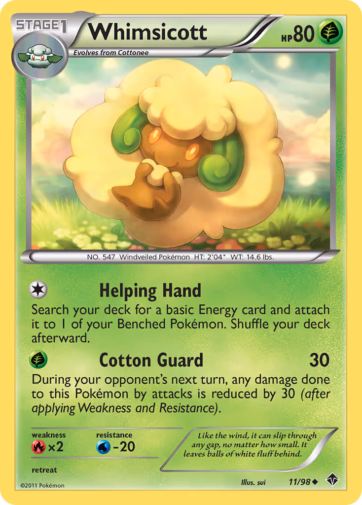 Whimsicott 11/98 Pokemon card
