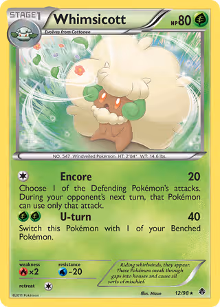 Whimsicott 12/98 Pokemon card