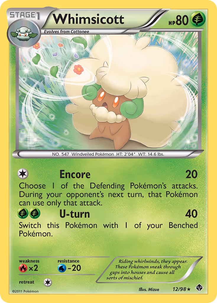 Whimsicott 12/98 Pokemon card