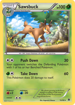 Sawsbuck 16/98 Pokemon card