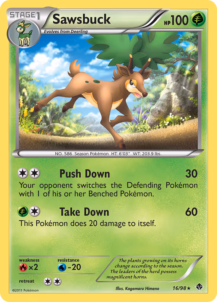 Sawsbuck 16/98 Pokemon card