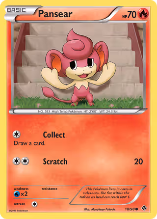 Pansear 18/98 Pokemon card