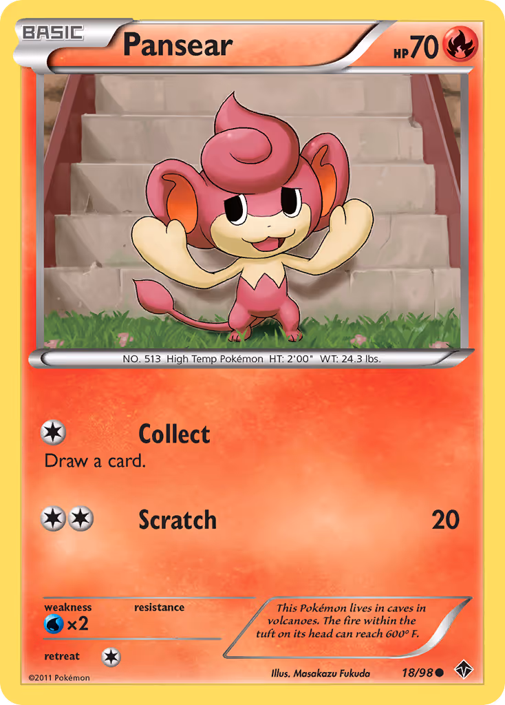 Pansear 18/98 Pokemon card