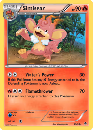 Simisear 19/98 Pokemon card