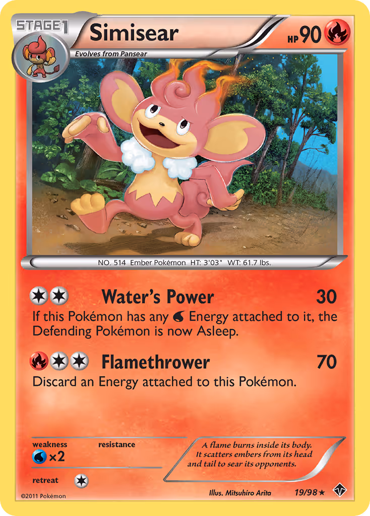 Simisear 19/98 Pokemon card