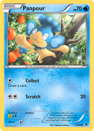 Panpour 22/98 Pokemon card