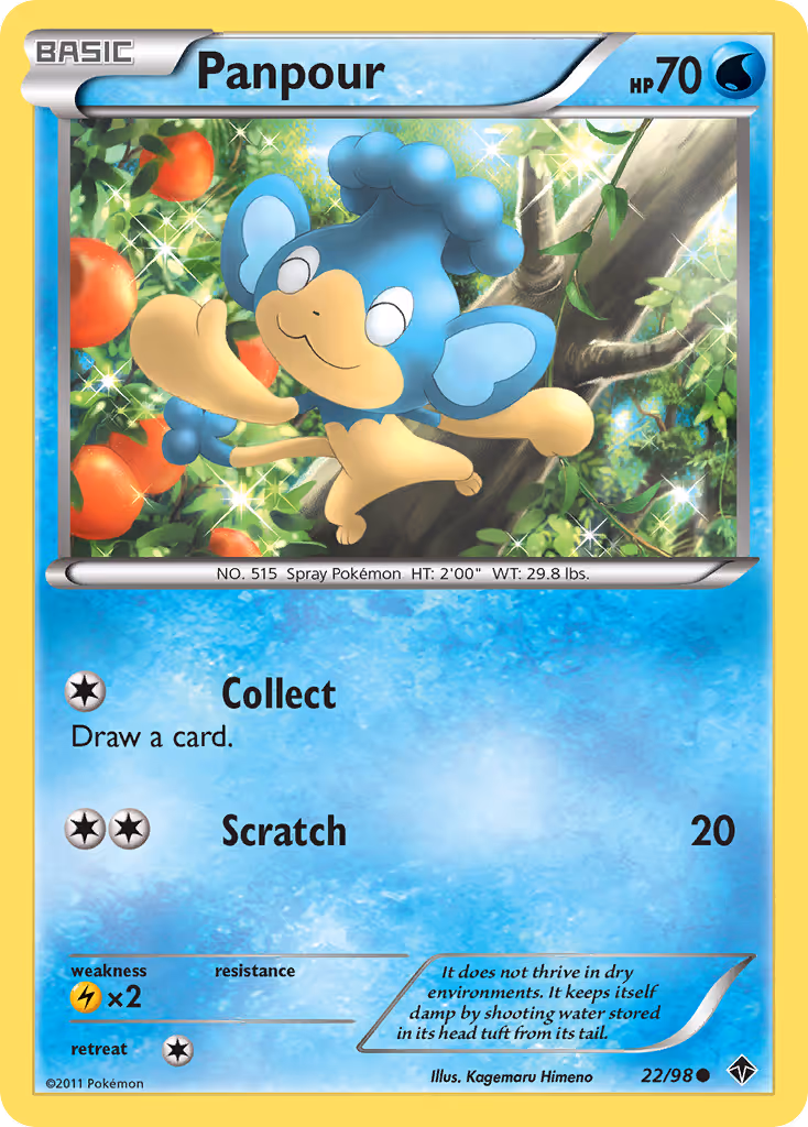 Panpour 22/98 Pokemon card