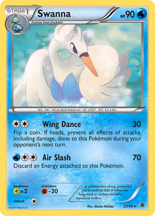 Swanna 27/98 Pokemon card