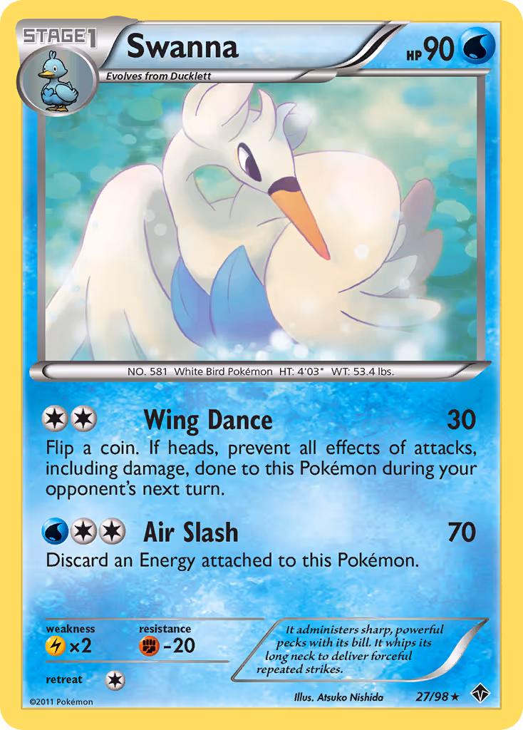 Swanna 27/98 Pokemon card