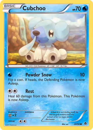 Cubchoo 28/98 Pokemon card
